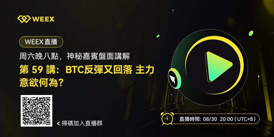 【WEEX直播】BTC反弹又回落 主力意欲何为？